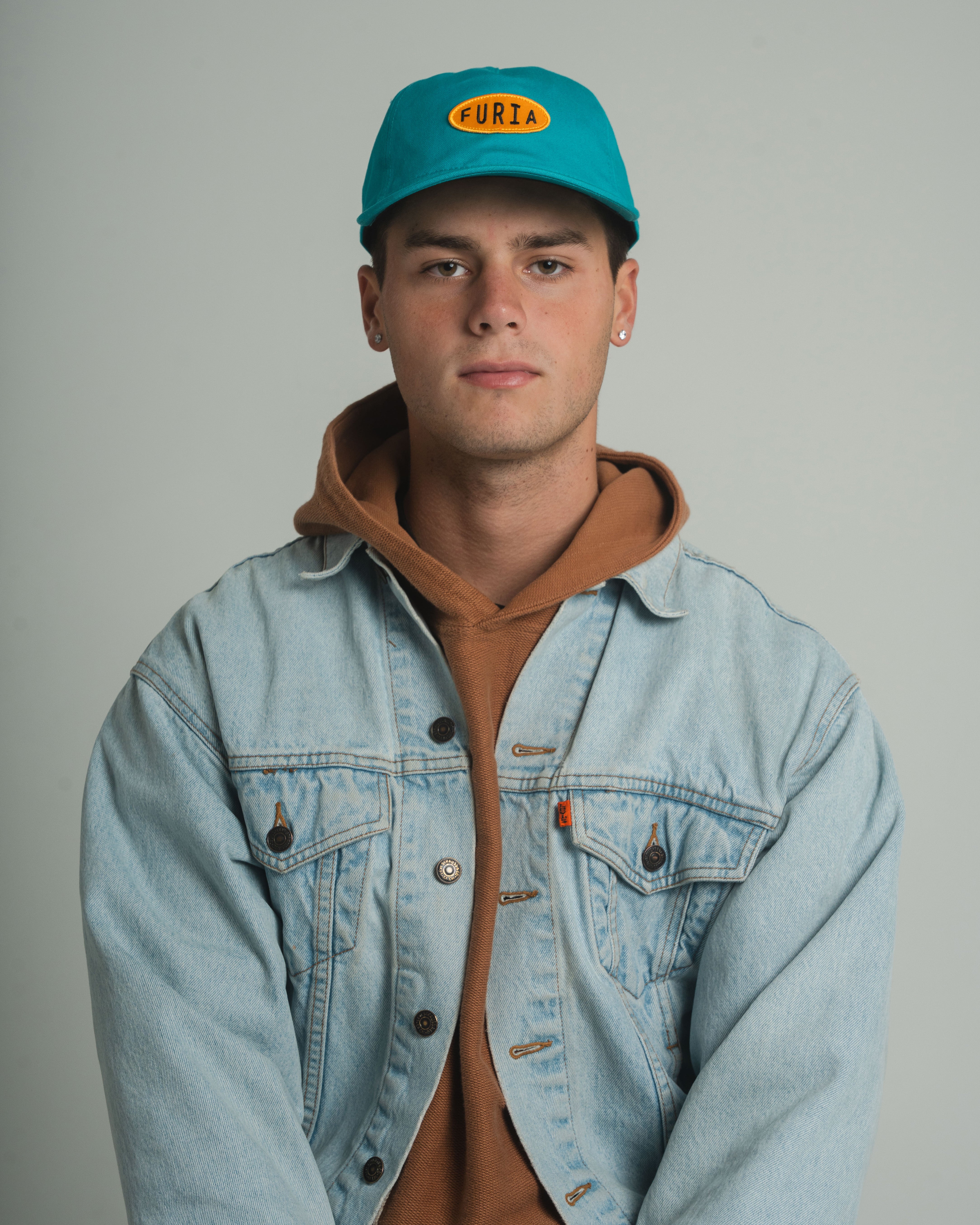 FURIAGEAR GORRA LOGO FURIA LETRAS NEGRAS FONDO NARANJA COLOR TEAL