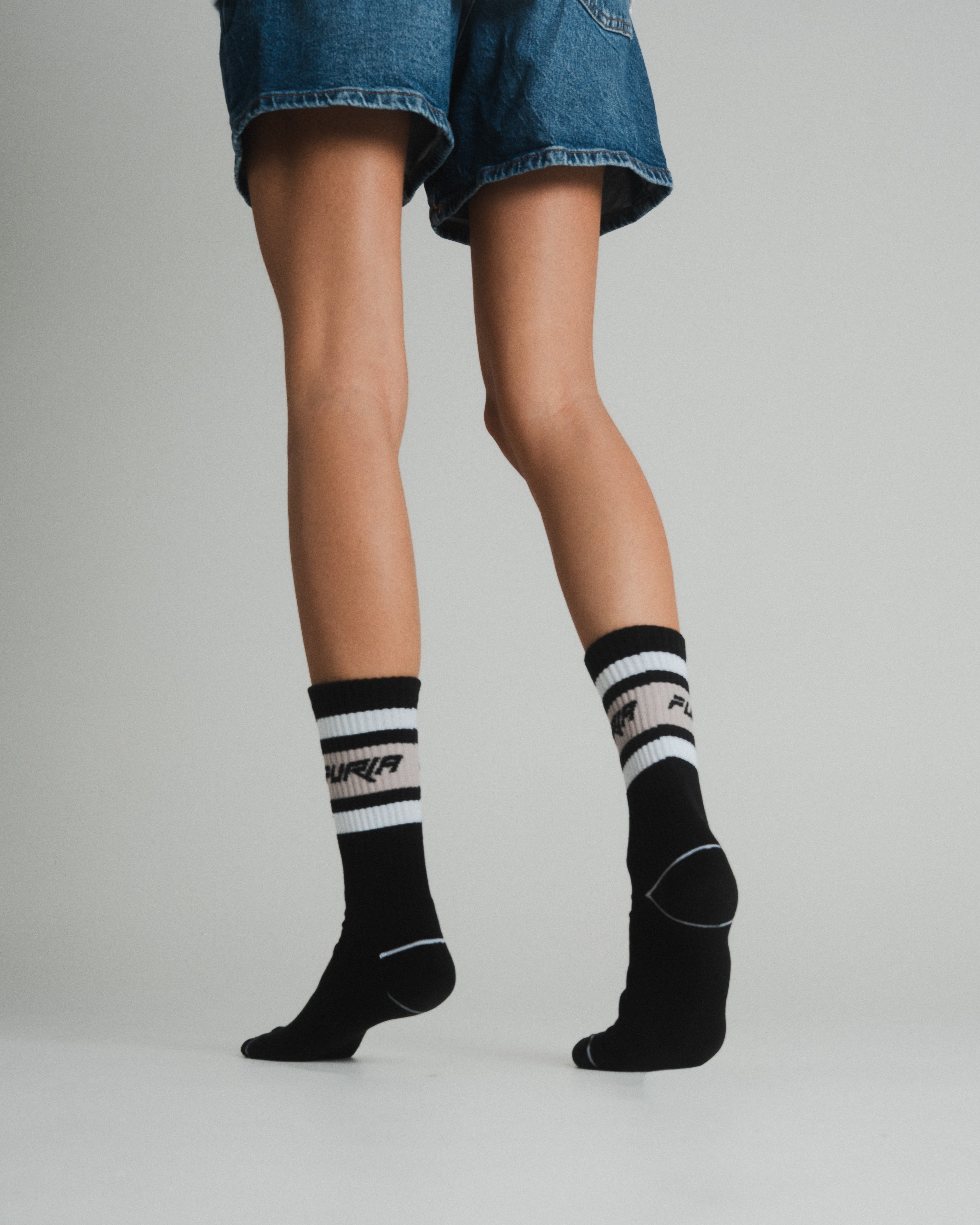 FURIA BOLD SOCKS LONG BLACK WITH GREY