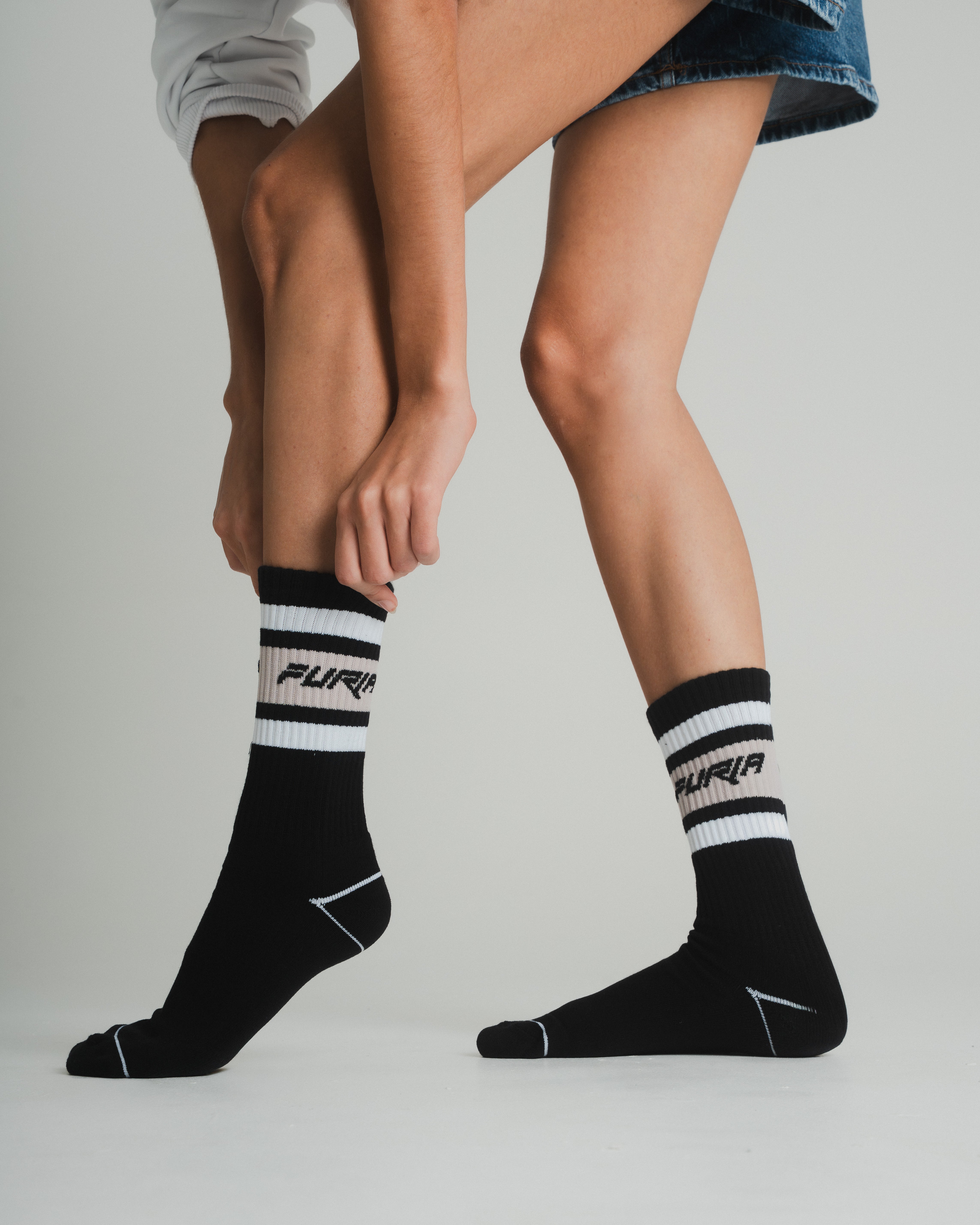 FURIA BOLD SOCKS LONG BLACK WITH GREY