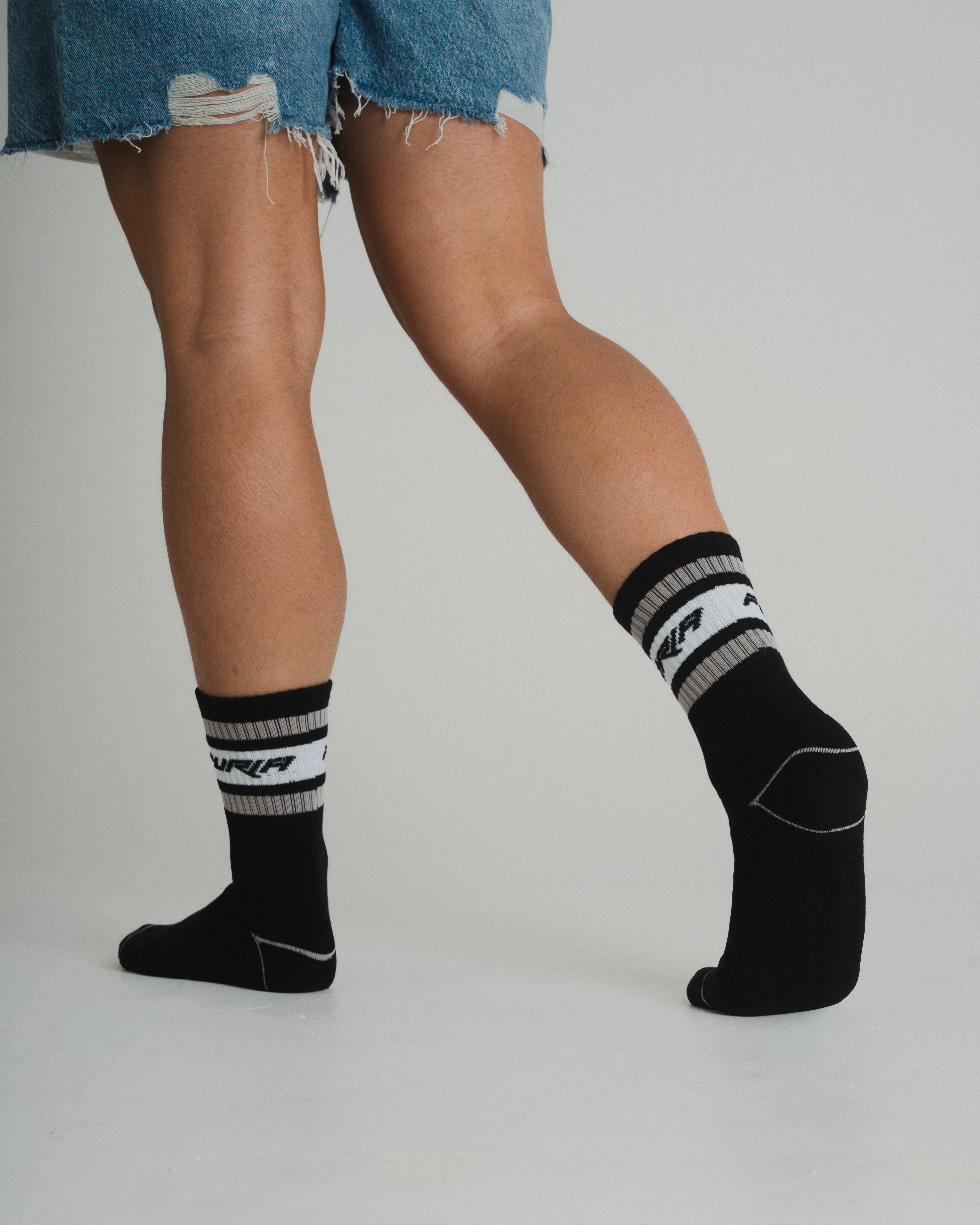 FURIA BOLD SOCKS LONG BLACK GREY WHITE